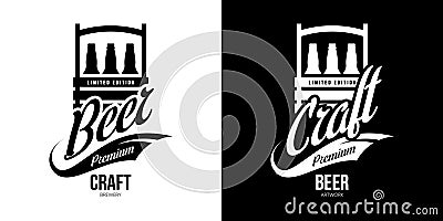 Modern craft beer drink isolated vector logo sign for brewery, pub, brewhouse or bar. Vector Illustration