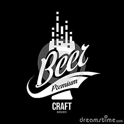 Modern craft beer drink vector logo sign for bar, pub or brewery, isolated on black background. Vector Illustration