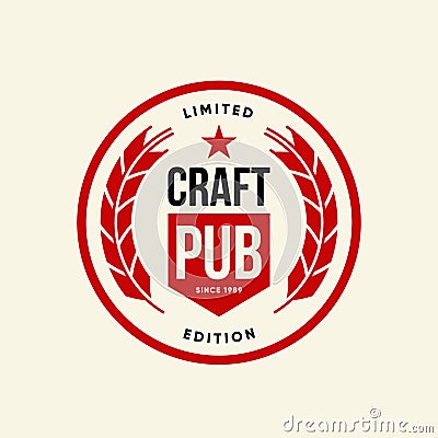 Modern craft beer drink vector logo sign for bar, pub, brewhouse or brewery isolated on light background. Vector Illustration