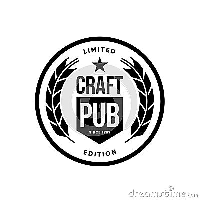 Modern craft beer drink vector logo sign for bar, pub, brewhouse or brewery isolated on white background Vector Illustration