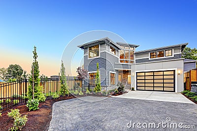 Modern craftsman style home exterior. Stock Photo