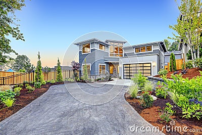 Modern craftsman style home exterior. Stock Photo