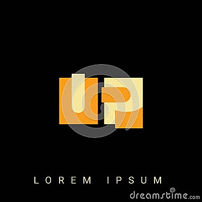 Modern creative shaped UP, PU, U P Logo. Initial Logo Designs Templete with Black Background. Vector Illustration Vector Illustration