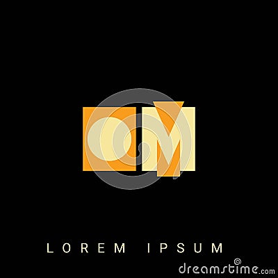Modern creative shaped OM, MO, O M Logo. Initial Logo Designs Templete with Black Background. Vector Illustration Vector Illustration