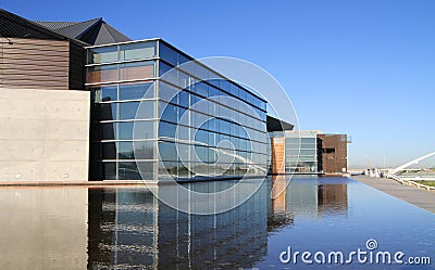 Arizona, Tempe: Center for the Arts - Glass Front towards Town Lake Stock Photo