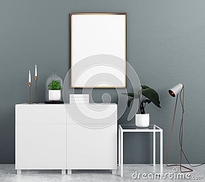 Modern cupboard with empty posters Stock Photo