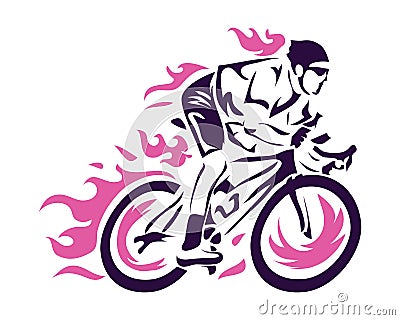Modern Cycling Action Silhouette Logo Vector Illustration