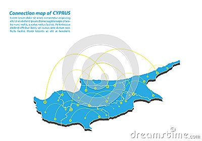 Modern of cyprus Map connections network design, Best Internet Concept of cyprus map business from concepts series Vector Illustration