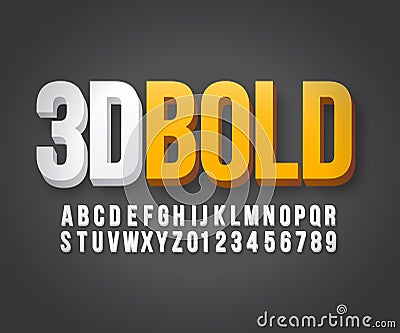 Modern 3d bold font vector Vector Illustration