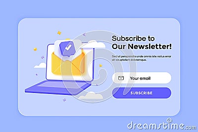 Modern 3d illustration of Newsletter banner 5 Vector Illustration