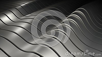 Modern 3D illustration of surface with many waving lines, computer generating abstract backgdrop Cartoon Illustration