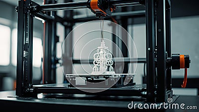 A modern 3D printer creating a complex object layer by layer Stock Photo