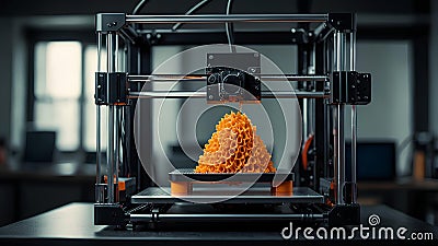 A modern 3D printer creating a complex object layer by layer Stock Photo
