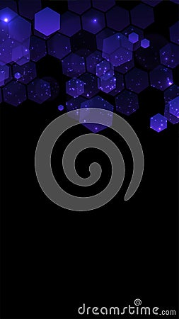 Modern dark background with hexagons for mobile app. Modern dark abstract vector texture. Hexagon pattern. Gradient web Vector Illustration