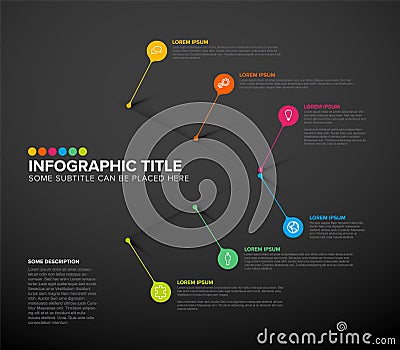 Modern Dark Infographic Design with Colorful Elements Vector Illustration