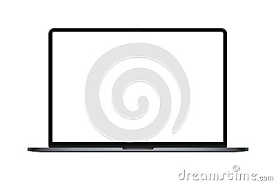 Modern dark metal thin frame laptop isolated, realistic notebook or ultrabook mockup for inserting any UI interface Vector Illustration