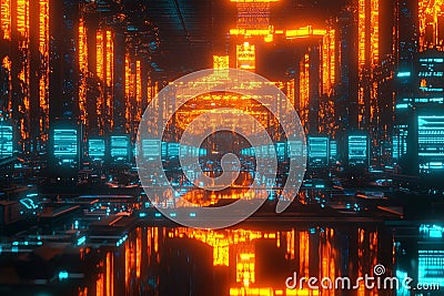Modern data centers maximize efficiency by utilizing advanced systems and powerful PCs in a high-tech setting Stock Photo