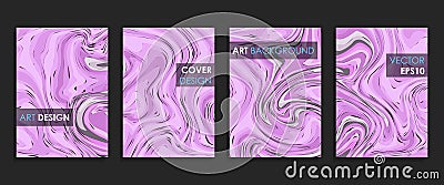 Modern design A4.Abstract marble texture of colored bright liquid paints. Vector Illustration