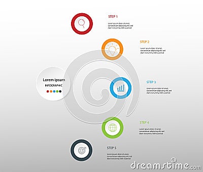 Modern design elements for business Multicolor infographics. Vector template with 5 steps Stock Photo
