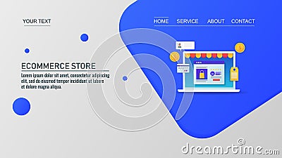 Modern design, landing page template, vector banner, ecommerce store, online shopping concept. Vector Illustration