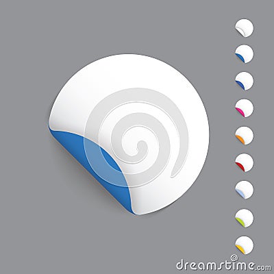 Modern design realistic stickers. Rolled stickers with space for Vector Illustration