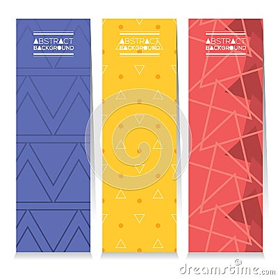 Modern Design Set Of Different Three Stripes Graphic Vertical Banners Vector Illustration