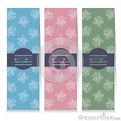 Modern Design Set Of Three Vertical Banners Rose Graphic Vector Illustration