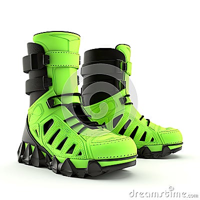 Modern design shoes, neon green, futuristic, trendy Stock Photo