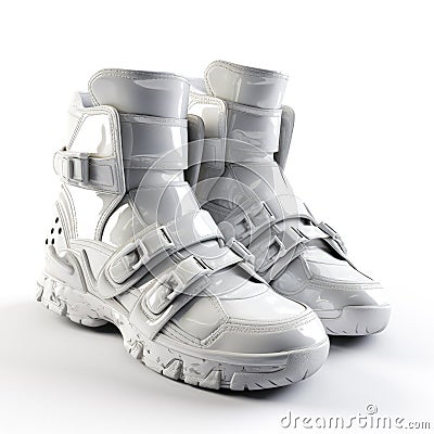 Modern design shoes , white, futuristic, trendy Stock Photo