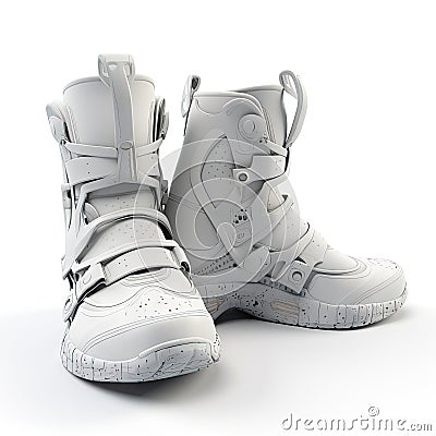 Modern design shoes , white, futuristic, trendy Stock Photo