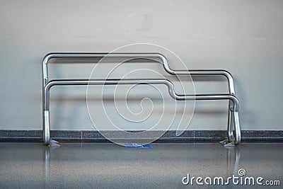 Modern Design Stainless Metal Pipes Bench Stock Photo