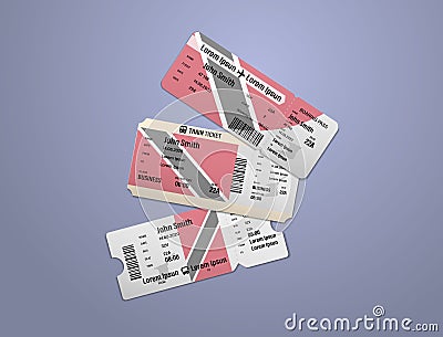 Modern design of Trinidad and Tobago airline, bus and train travel boarding pass. Three tickets of Trinidad and Tobago painted in Cartoon Illustration