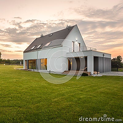 Modern design white villa Stock Photo