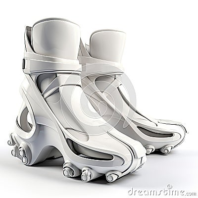 Modern design woman shoes , white, futuristic, trendy Stock Photo