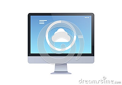 Modern desktop monitor internet connection cloud computer synchronization screen digital network technology concept Vector Illustration