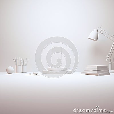 Modern Desktop Stage Arrangement With Smartphone Mockup and Decorations 3D Rendering Stock Photo