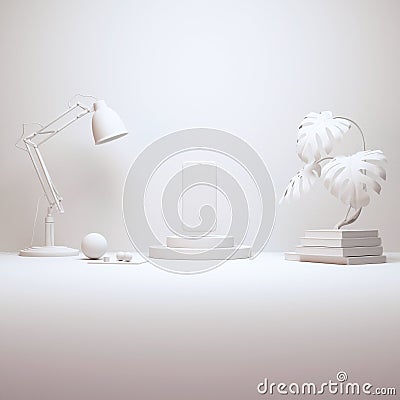 Modern Desktop Stage Arrangement With Smartphone Mockup and Decorations 3D Rendering Stock Photo