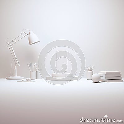 Modern Desktop Stage Arrangement With Smartphone Mockup and Decorations 3D Rendering Stock Photo