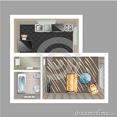 Modern detailed floor plan for apartment Vector Illustration