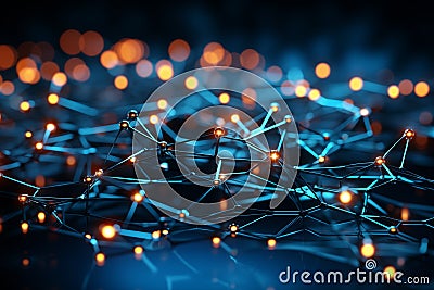 Modern digital abstract 3D background. Can be used in the description of network abilities, AI generate Stock Photo