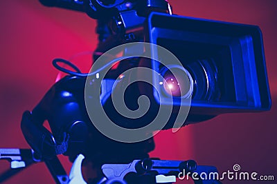 Modern Digital Cinema Camera Close Up Stock Photo