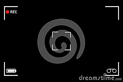 Modern digital video camera focusing screen on white background Vector Illustration