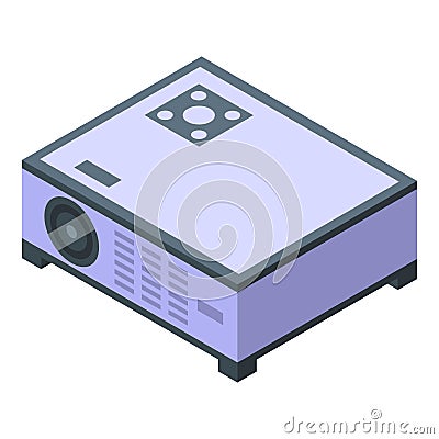 Modern digital video projector standing on a table isometric view Vector Illustration