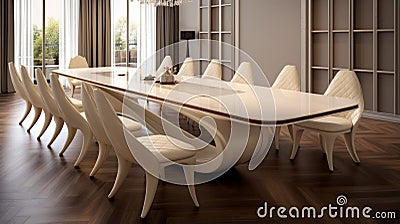 Modern Dining Tables: Sci-fi Baroque And Art Deco Designer Furniture Stock Photo