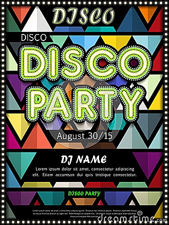 Modern disco party poster design Vector Illustration