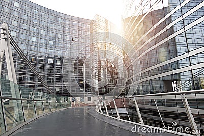 Modern discrict of group of skyscrapers with offices Stock Photo