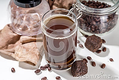 Dissolvable frozen dried coffee Stock Photo