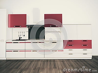 Modern domestic Kitchen, stylish interior design Stock Photo