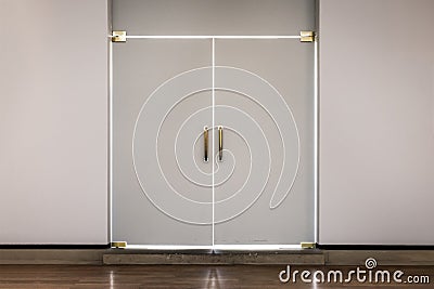 Modern Doors White Outline Bright Shining Indoors Closed Hidden Stock Photo