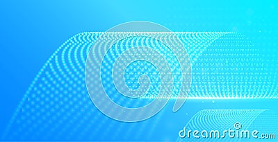 Modern dotted wave, business, science, technology, big data background. Curved dots structure. Wave flow. Molecule and Vector Illustration